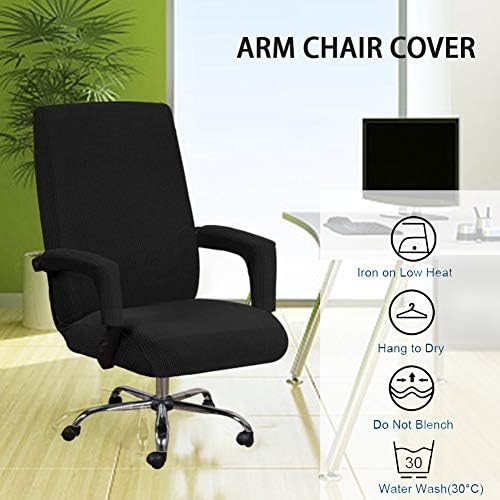 JIANWEI Office Chair Cover with Armrest Covers Black XL