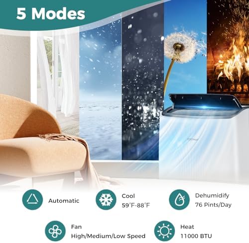 Costway 14000BTU Portable AC with Heat WiFi Fan Dehumidifier