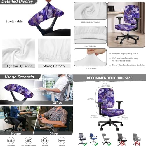 Butterfly Hibiscus Print Office Chair Cover Set 4 Piece