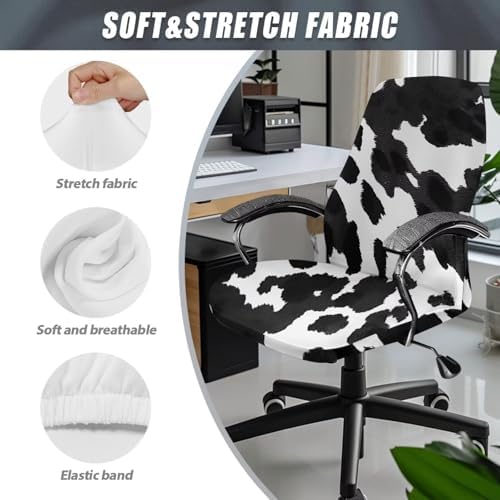 Office Chair Cover with Cow Print Stretch Slipcover