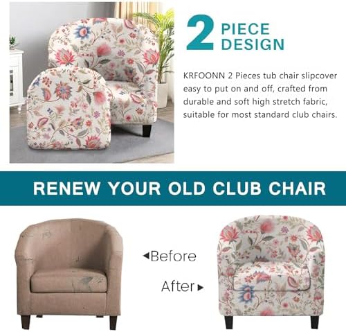 KRFOONN 2 Piece Stretch Club Chair Slipcover