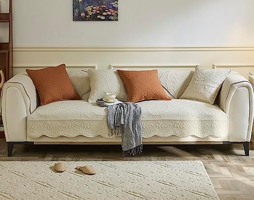 Vctops Floral Leaves Embroidered Sofa Cover Non-Slip