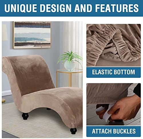 HVERSAILTEX Velvet Chaise Lounge Cover Taupe
