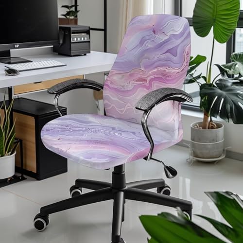 Violet Pink Stretch Marble Print Chair Covers for Office Chairs