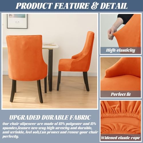 Wingback Chair Cover Velvet Stretch Slipcover for Dining Room