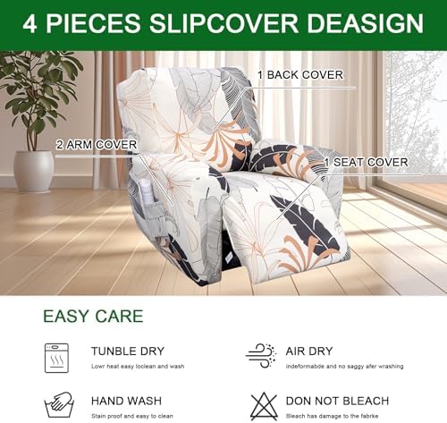 FUANGUI Recliner Chair Cover 4-Piece Set