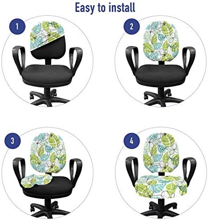Ambesonne Leaves Office Chair Slipcover with Doodle Birds and Flowers Print