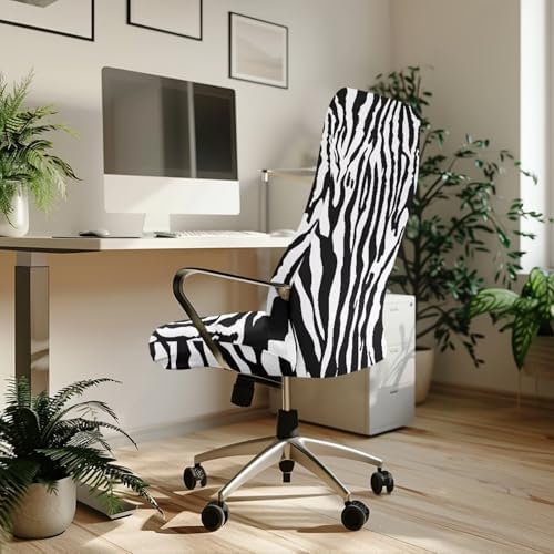 Zebra Stripe Office Chair Cover with Elastic Bottom and Waterproof Back