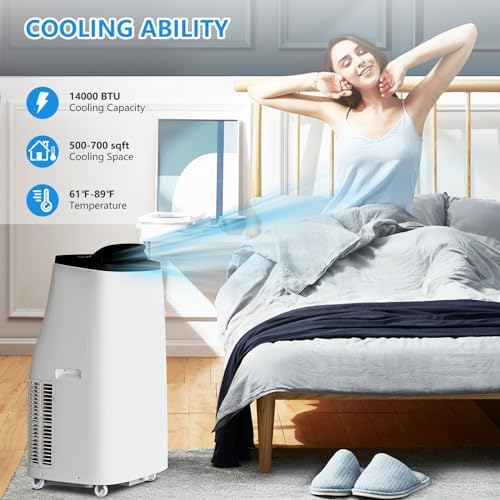 14000 BTU Portable AC Unit 3-in-1 with Cooling Dehumidifier Fan