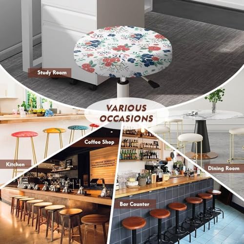 Bar Stool Cover Red Blue Floral Print 2 Piece Set