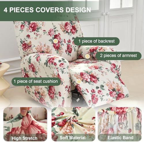 HAOYONG Recliner Chair Covers 4 Piece Set for Recliner Furniture