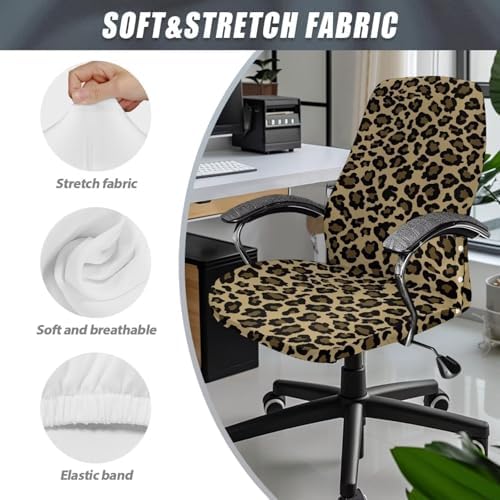 Wanyint Leopard Print Khaki Office Chair Cover