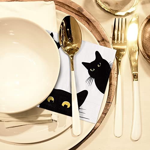 Quera 50 Pack Black Cat Disposable Napkins