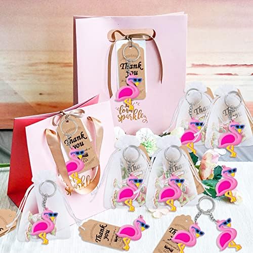 40 Pack Pink Flamingo Keyring Party Favor for Beach themed Events