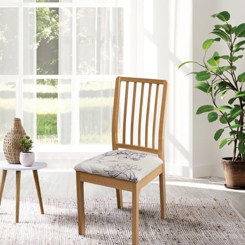 Springrico Seat Covers for Dining Chairs 4 Pack Floral Beige