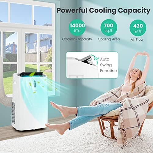 COSTWAY 14000 BTU Portable AC Unit with WiFi and Alexa Control