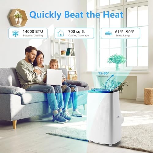14000 BTUs Portable AC 3-in-1 with Fan and Dehumidifier