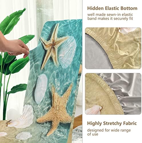 ALAZA Dining Chair Covers with Starfish and Seashell Design