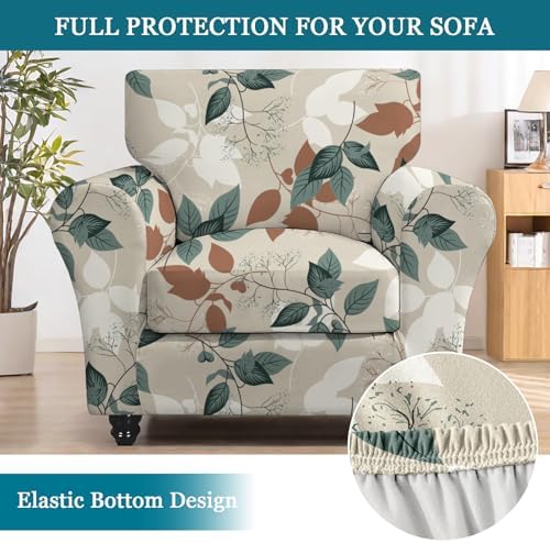 FUANGUI 2 Piece Chair Covers Stretch Armchair Protector with Cushion Cover
