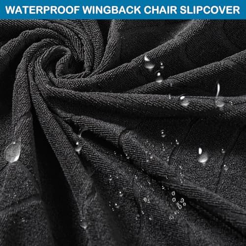 Waterproof Wingback Chair Slipcovers 2 Piece Stretch Spandex