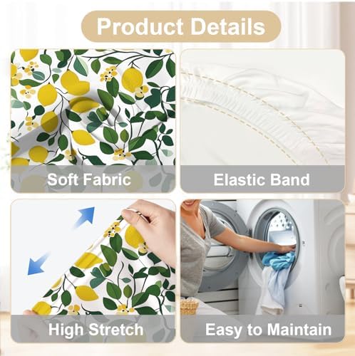 ANNA QUEEN Lemon Print Chair Covers Set of 4