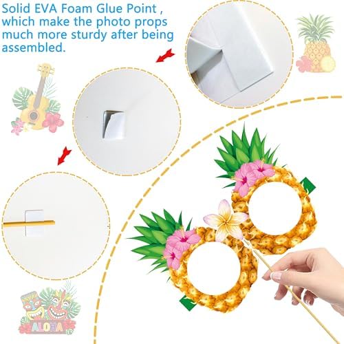 Hawaii Luau Party Photo Booth Props Kit 48pcs