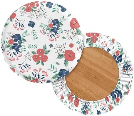 Bar Stool Cover Red Blue Floral Print 2 Piece Set