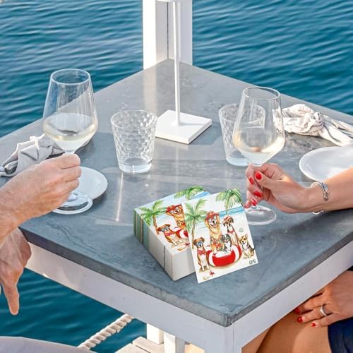 50Pcs Tropical Dog Summer Napkins for Birthday Pool Party