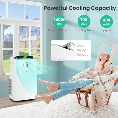 KOTEK WiFi Enabled Portable Air Conditioner with Heat 14000 BTU