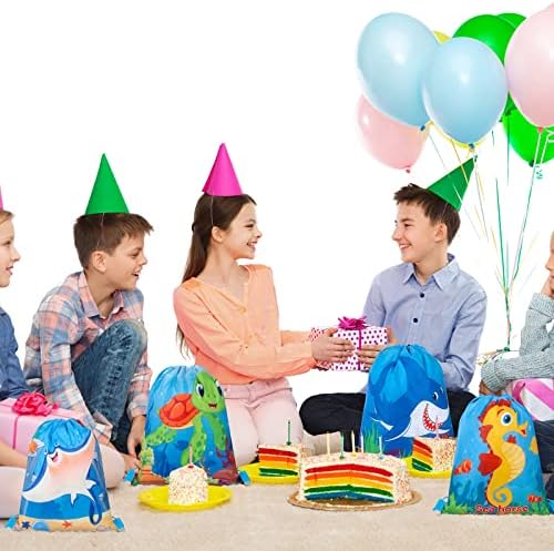 Ocean Themed Drawstring Bags for Kids Birthday Party Supplies