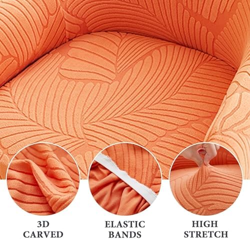 Curved Back Dining Chair Covers with Armrests 2PCS Orange