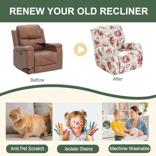 HAOYONG Recliner Chair Covers 4 Piece Set for Recliner Furniture