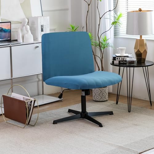Liykimt Armless Criss Cross Office Chair Cover Blue