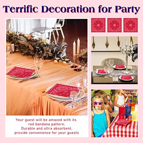 Teling 2 Ply Paisley Print Bandana Napkins 63 x 63 Red