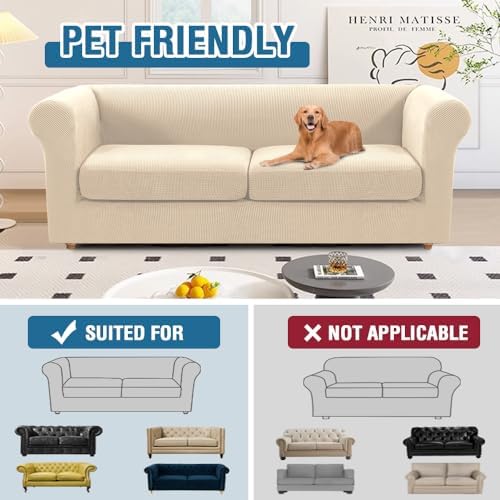 HVERSAILTEX 3 Piece Stretch Sofa Covers for 2 Cushion Couch