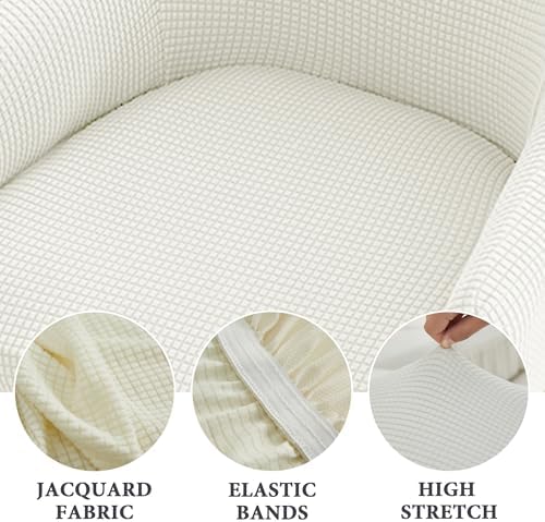 Stretchy Curved Back Dining Chair Covers with Arms 2PCS White