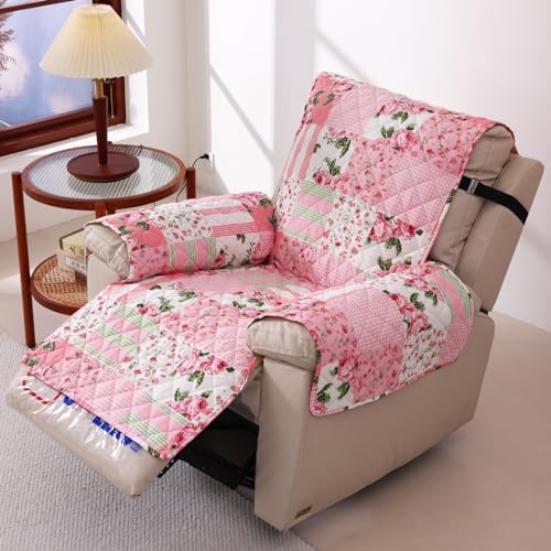 Skidproof Sofa Cover with Floral Pattern and Elastic Straps