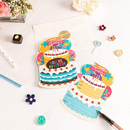 WISHGIFT 25Pcs Birthday Party Invitations Set with Envelopes