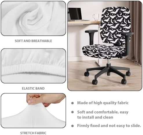 Talayituse Black Bat Pattern Office Chair Cover 2 Piece