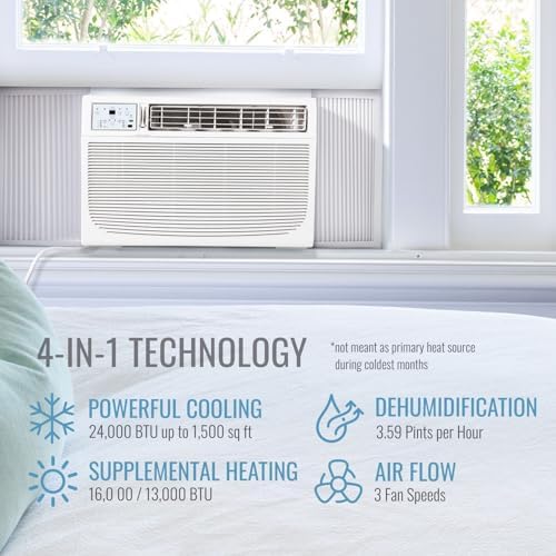 Keystone 24000 BTU Window AC with Heat and Dehumidifier White
