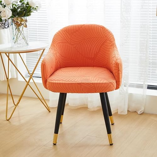 Curved Back Dining Chair Covers with Armrests 2PCS Orange