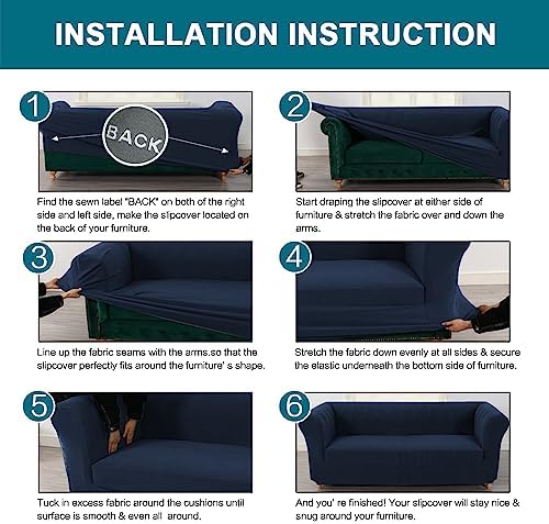 Turquoize Stretch Sofa Cover for Chesterfield Loveseat