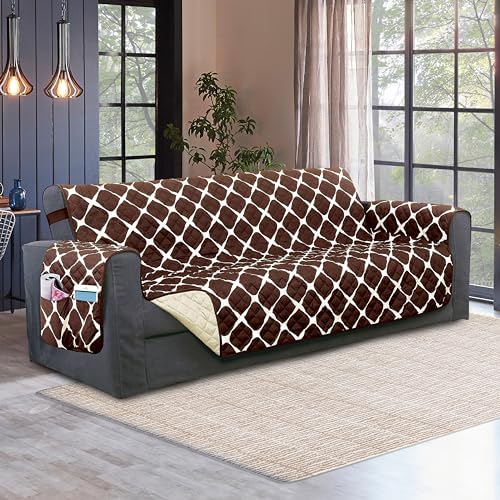 Elegant Comfort Quilted Sofa Slipcover Reversible Microfiber Protector