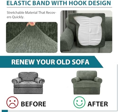 2 Piece T Cushion Chair Covers with Arms