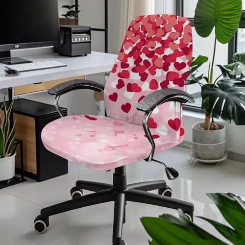Valentines Day Boss Chair Slipcover Love Red White Pink Musical Notes