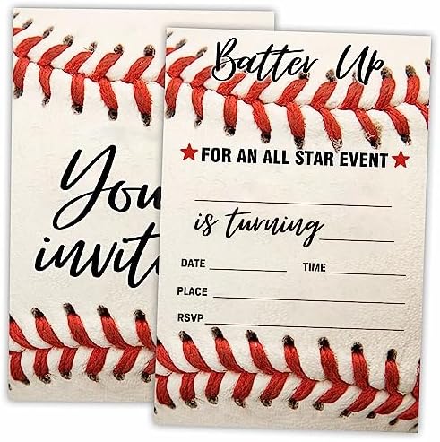 AWSICE Baseball Birthday Invitations 20 Cards with Envelopes