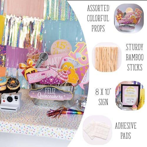 Quinceanera Photo Booth Props - 41 Piece Kit