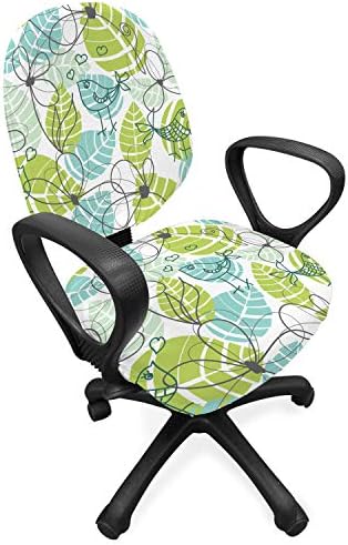 Ambesonne Leaves Office Chair Slipcover with Doodle Birds and Flowers Print