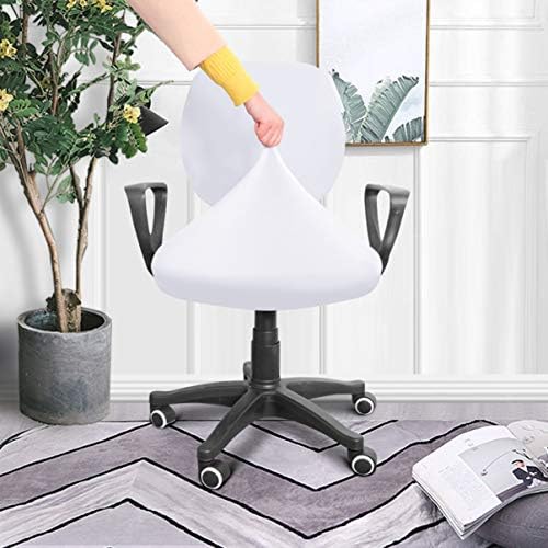 Office Chair Slipcover -- White Split Elastic Cover for Dining and Garden Chairs