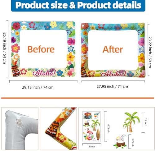 Hawaiian Photo Booth Inflatable Frame with 3 Sheets Tattoos